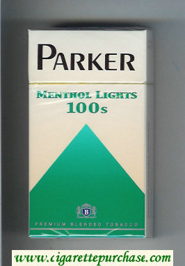 Parker Menthol Lights 100s cigarettes hard box