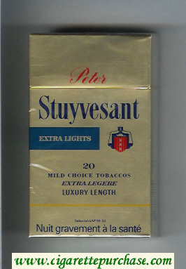 Peter Stuyvesant Extra Lights 100s gold hard box cigarettes