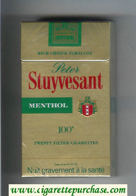 Peter Stuyvesant Menthol 100s gold cigarettes hard box