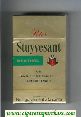 Peter Stuyvesant Menthol gold 100s cigarettes hard box