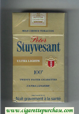 Peter Stuyvesant Ultra Lights 100s gold cigarettes hard box