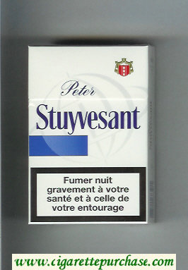 Peter Stuyvesant white and blue hard box cigarettes