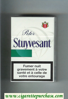 Peter Stuyvesant white and green cigarettes hard box