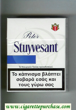 Peter Stuyvesant 25 white and blue cigarettes hard box