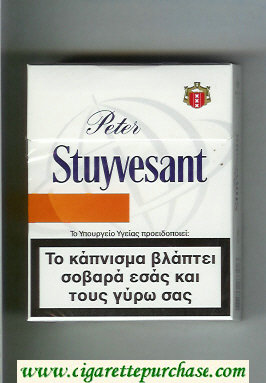 Peter Stuyvesant 25 white and orange cigarettes hard box