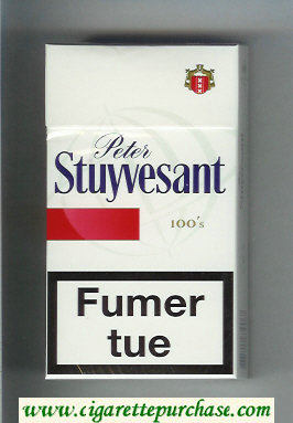 Peter Stuyvesant 100s white and red cigarettes hard box