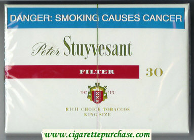 Peter Stuyvesant 1592 - 1672 Filter 30 cigarettes wide flat hard box