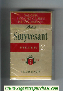 Peter Stuyvesant 1592 - 1672 Filter 100s gold cigarettes hard box