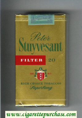 Peter Stuyvesant 1592 - 1672 Filter 100s gold cigarettes soft box