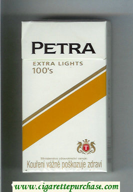 Petra Extra Lights 100s cigarettes hard box