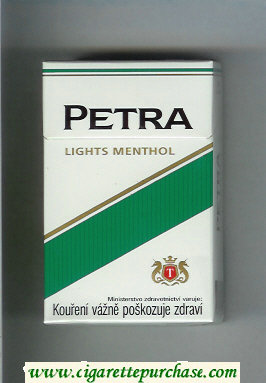 Petra Lights Menthol hard box cigarettes