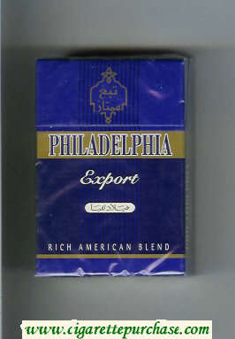 Philadelphia Export Rich American Blend blue and gold cigarettes hard box