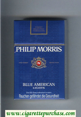 Philip Morris Blue American Lights cigarettes hard box