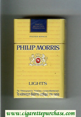 Philip Morris Lights yellow cigarettes hard box