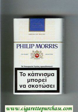 Philip Morris American Blend white and blue cigarettes hard box