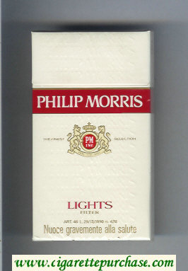 Philip Morris Lights 100s white and red cigarettes hard box