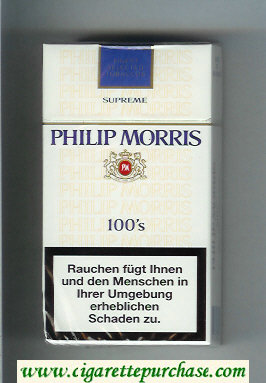 Philip Morris Supreme 100s cigarettes hard box