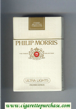 Philip Morris Ultra Lights cigarettes hard box