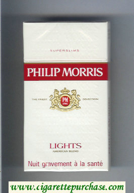 Philip Morris Lights American Blend 100s white and red cigarettes hard box