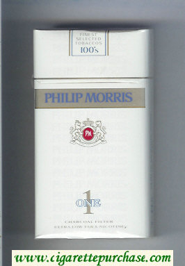 Philip Morris One 1 Charcoal Filter 100s cigarettes soft box