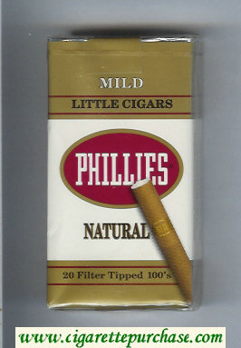 Phillies Natural Mild Little Cigars 100s cigarettes soft box