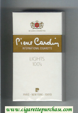 Pierre Cardin Lights 100s white and gold cigarettes hard box