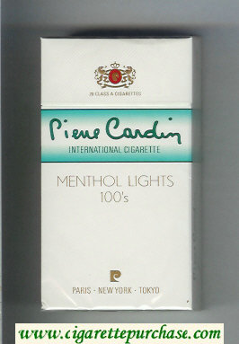 Pierre Cardin Menthol Lights 100s cigarettes hard box