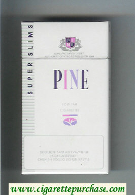 Pine Super Slims 100s cigarettes hard box