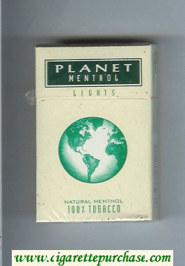 Planet Menthol Lights cigarettes hard box
