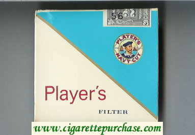 Player's Navy Cut Filter cigarettes white and blue wide flat hard box