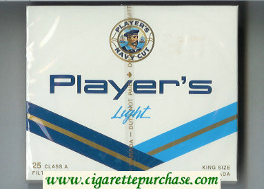 Player's Navy Cut Light 25 cigarettes white and blue wide flat hard box