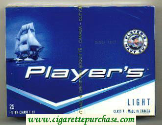 Player's Light 25 wide flat hard box cigarettes