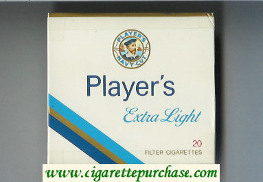 Player's Navy Cut Extra Light cigarettes white and blue wide flat hard box