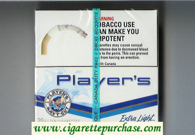 Player's Navy Cut Extra Light cigarettes white and blue wide flat hard box