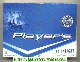 Player's Extra Light 25 cigarettes wide flat hard box