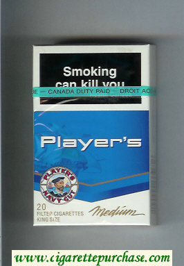 Player's Navy Cut Medium cigarettes blue and white hard box