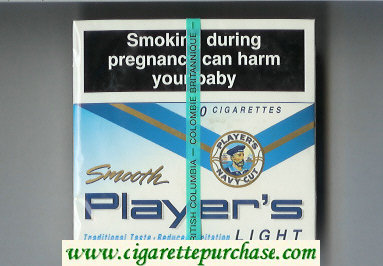 Player's Navy Cut Smooth Light white and blue cigarettes wide flat hard box