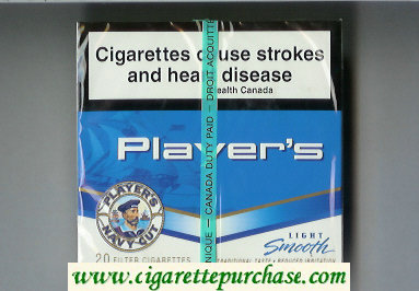 Player's Navy Cut Smooth Light blue and white cigarettes wide flat hard box