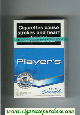 Player's Navy Cut Smooth Light blue and white cigarettes hard box