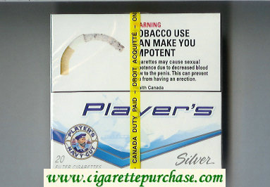 Player's Navy Cut Silver white and blue cigarettes wide flat hard box