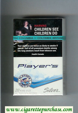 Player's Navy Cut Silver white and blue cigarettes hard box