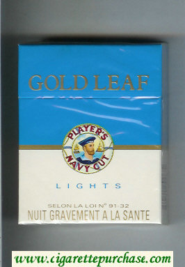 Player's Navy Cut Gold Leaf Navy Cut Lights 25 blue and white cigarettes hard box