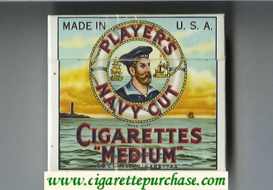 Player's Navy Cut Cigarettes 'Medium' blue and yellow cigarettes wide flat hard box