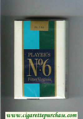 Player's No 6 Filter Virginia light blue and green and white cigarettes soft box