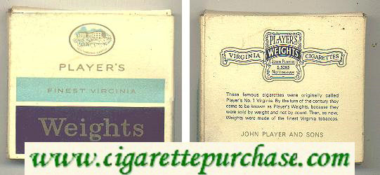 Player's Weights cigarettes wide flat hard box