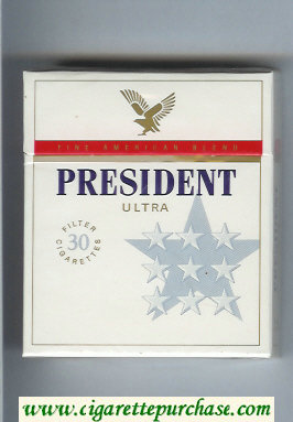 President Ultra Fine American Blend 30 white cigarettes hard box