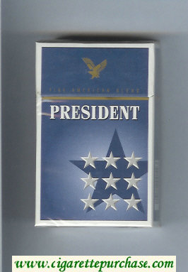 President Fine American Blend grey cigarettes hard box