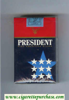 President Fine American Blend blue and red cigarettes soft box