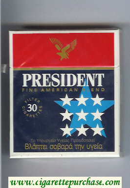 President Fine American Blend 30 blue and red cigarettes hard box