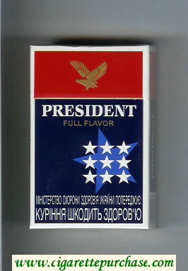 President Full Flavor Fine American Blend cigarettes hard box